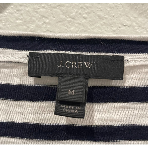 J. CREW Navy Blue And White Striped Long Sleeve Blouse - Picture 2 of 4
